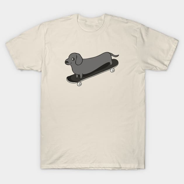 Skateboarding Dachshund T-Shirt by huebucket